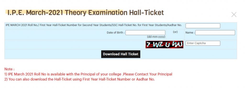AP Inter 1st & 2nd Year Hall Tickets 2021